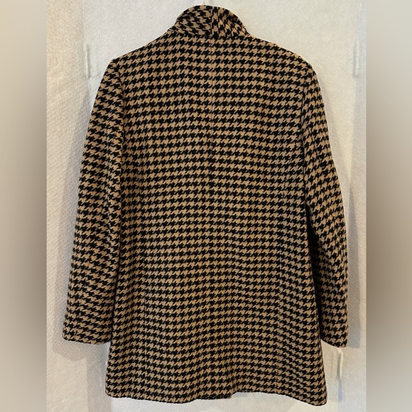 NWT Loft Tan And Black Houndstooth Medium Wrap Coat 32284584 Retail $180 - Picture 2 of 6